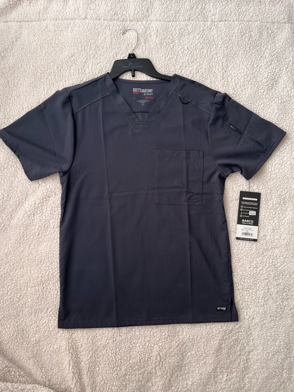 Grey's Anatomy by Barco Murphy Men's V-Neck Scrub Top in Steel Grey Colorway